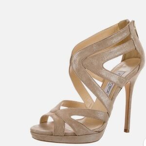 Neutral Shimmer Multistrap Sandals